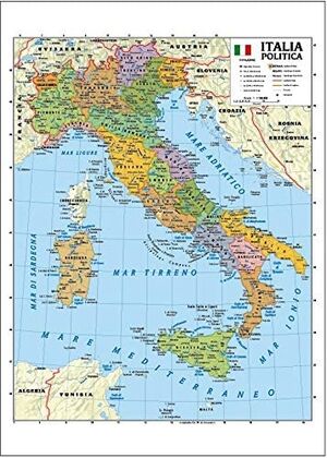Carta geografica murale Italia 100x140 bifacciale fisica e politica