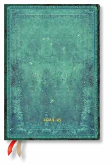 Agenda 2025 18 Meses / Azul Pacífico Liso - Colección Cuero Antiguo / Midi