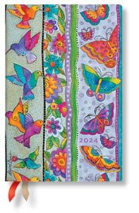 Agenda 2024 12 meses / Mariposas y colibrís - Colección Laurel Burch / Mini