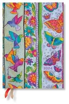 Agenda 2024 12 meses / Mariposas y Colibrís - Colección Laurel Burch / Midi